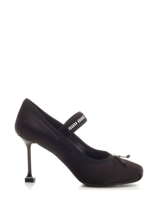 Miu Miu Bow-detailed Ballet Pumps in Black | Lyst