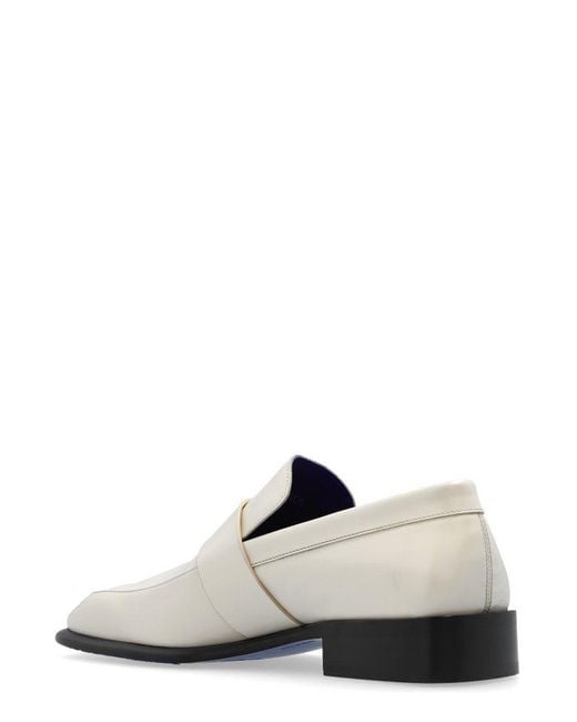Burberry White Shield Buckle-detailed Loafers for men