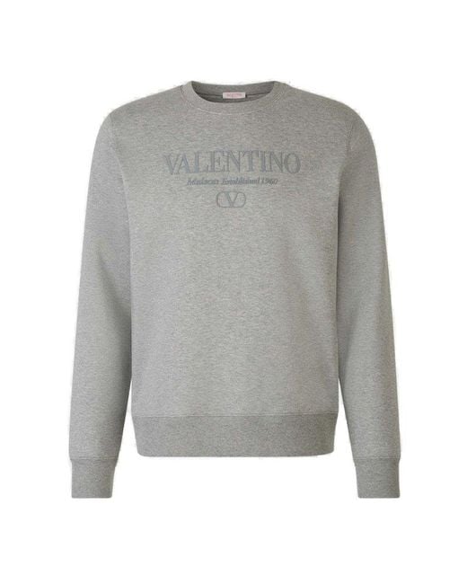 Valentino Gray Crewneck Straight Hem Sweatshirt for men