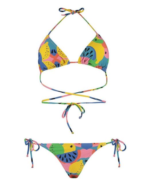 Reina Olga Multicolor Graphic Print Triangle Bikini Set