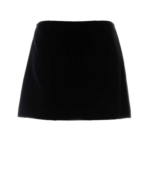 Prada Black Triangle-Logo Mini Skirt