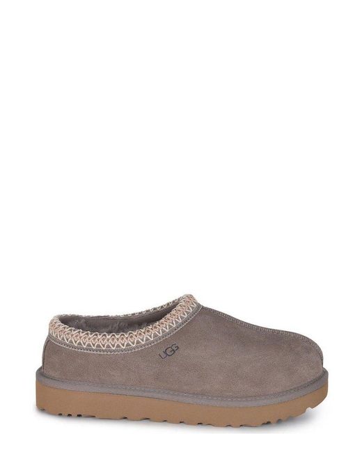 Ugg Brown Tasman Logo Embossed Slippers