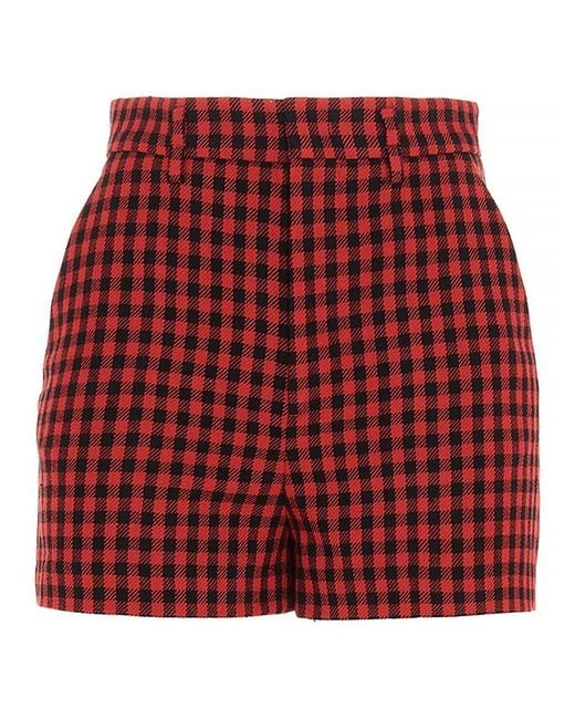 Red plaid shop high waisted shorts