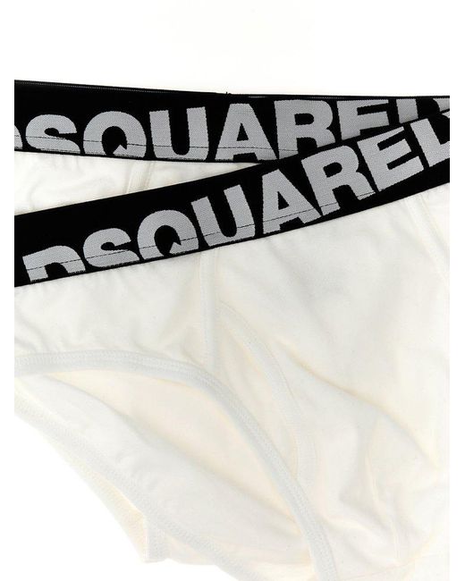 DSquared² White 2-pack Elastic Logo Briefs Underwear, Body for men