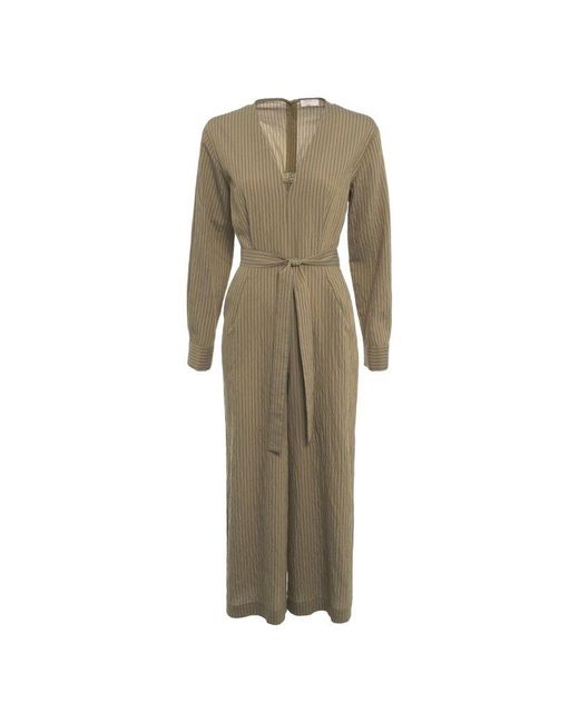 Liu Jo Natural Striped Belted Jumpsuit