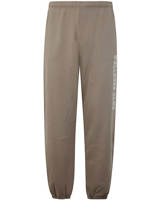 Sporty & Rich Gray Wellness Club Logo Detailed Track Pants for men