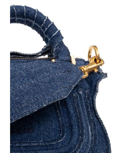 Chloé Dark Blue Denim Mini Marcie Handbag