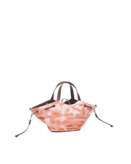 Pinko Pink Tie-dyed Drawstring Tote Bag