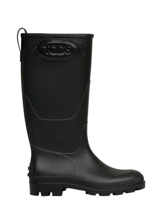 Tod's Black Logo Embossed Rain Boots