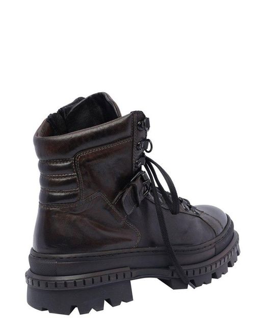 Pawelk's Black Lace-Up Flat Shoes