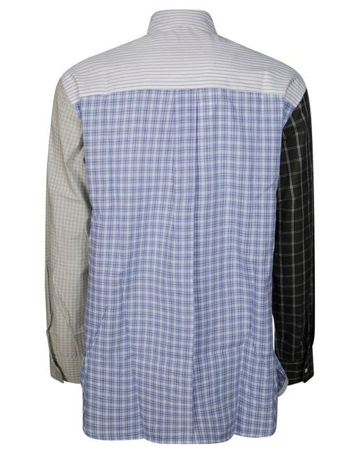 J.W. Anderson Blue Patchwork Long Sleeved Shirt for men