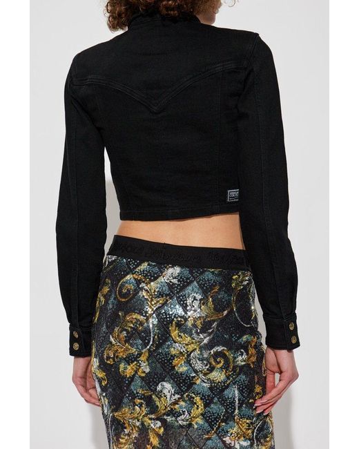 Versace Jeans Couture Black Cropped Denim Shirt