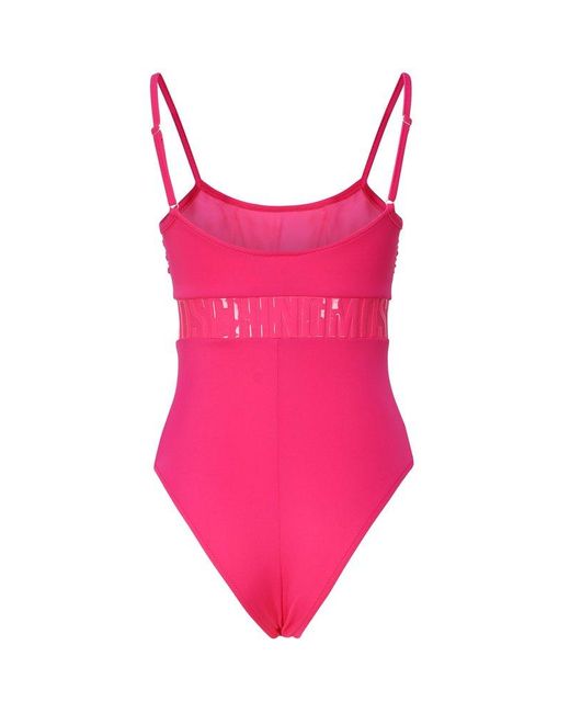 Moschino Pink Logo Waist One-piece Swimsuit