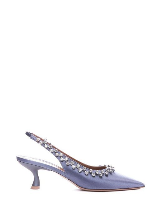 Malone Souliers Blue Giselle Pointed-toe Embellished Pumps