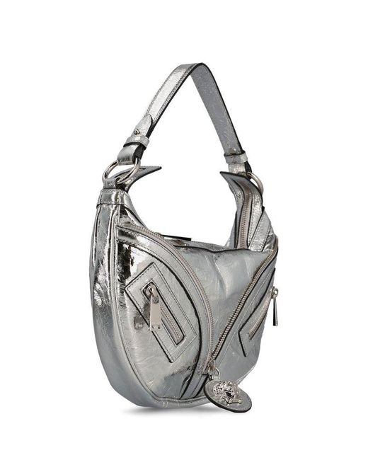 Versace Gray Metallic Effect Mini Shoulder Bag