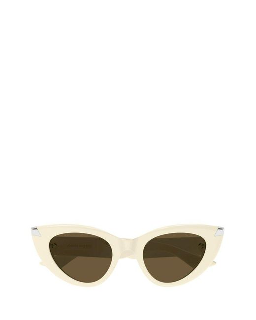 Alexander McQueen White Cat-eye Frame Sunglasses