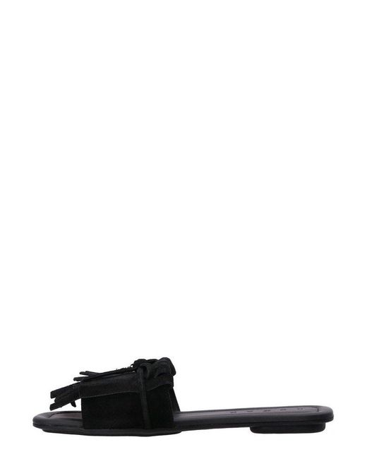 Hogan Black Fringed Sandals