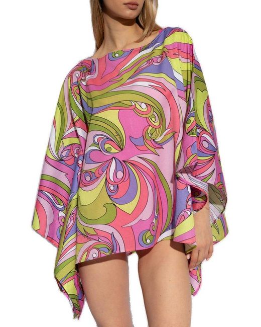 Moschino Pink Graphic Print Drapped Beach Cover