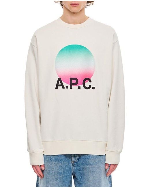 A.P.C. Gray Graphic Printed Crewneck Sweatshirt for men