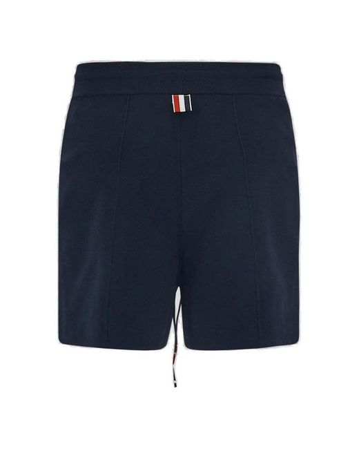 Thom Browne Blue Rwb Stripe Detailed Drawstring Shorts