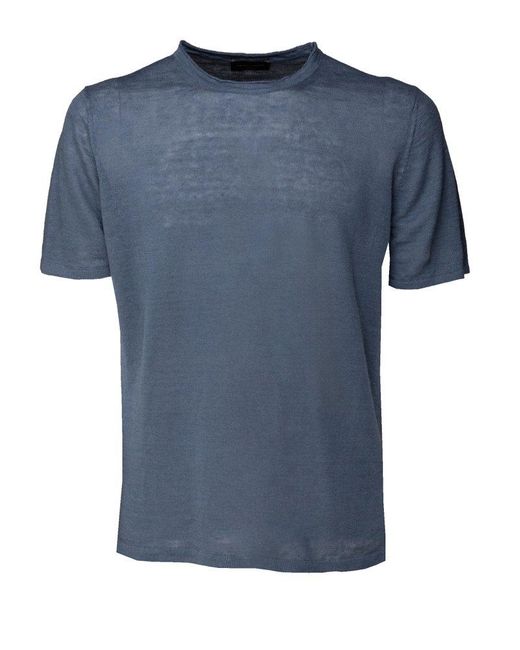 Roberto Collina Blue Short-sleeve Crewneck T-shirt for men