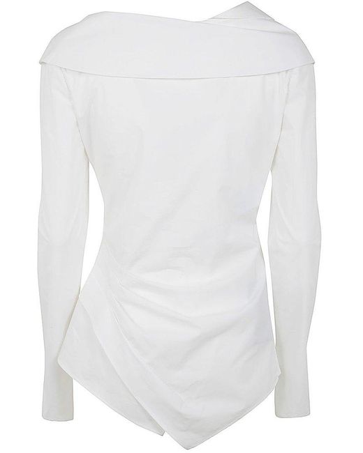 Alberta Ferretti White Poplin Crsossed Shirt