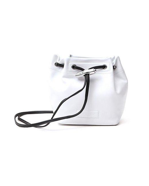Longchamp White Drawstring Bucket Bag