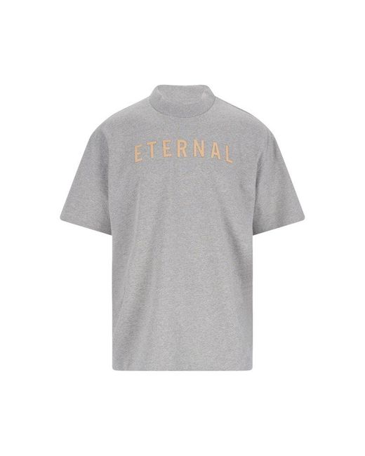 Fear Of God Gray Eternal Logo Flocked Crewneck T-shirt for men