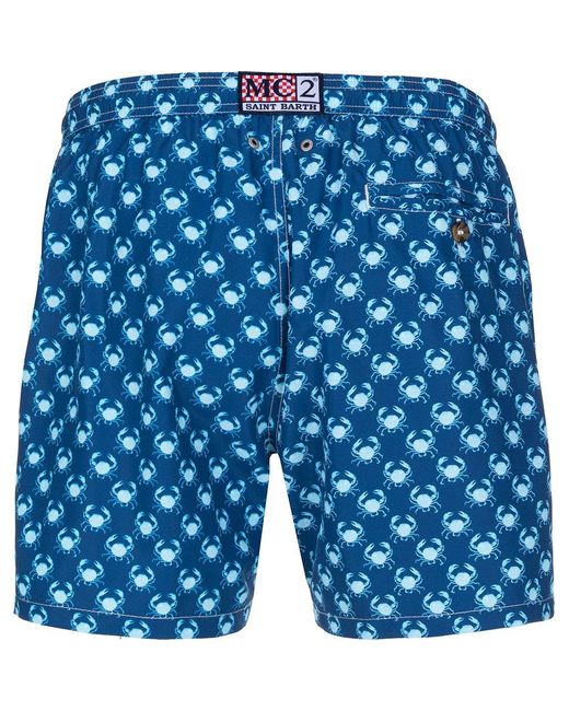 Mc2 Saint Barth Blue All-over Patterned Drawstring Swim Shorts for men