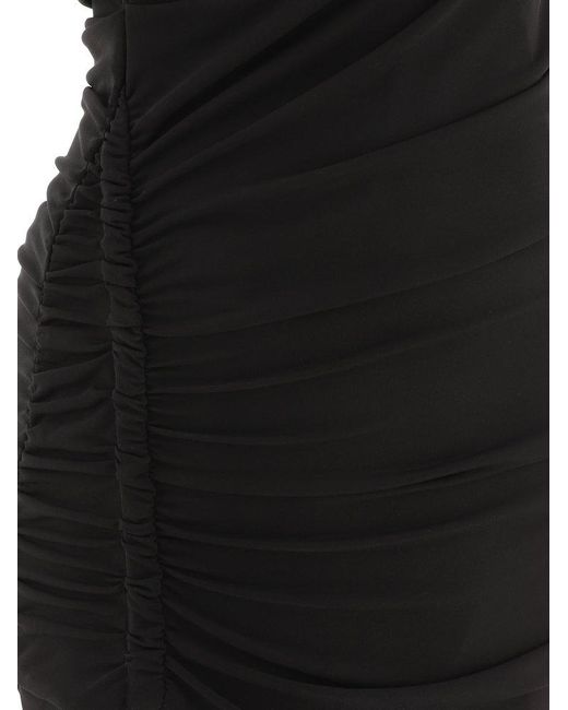 Off-White c/o Virgil Abloh Black Asymmetric Ruched Long-sleeved Mini Dress