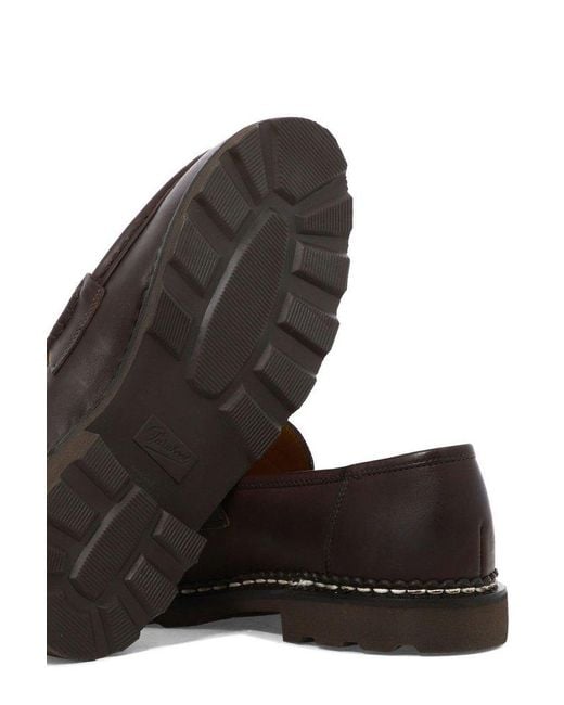 Paraboot Brown Reims Logo Detailed Loafers for men
