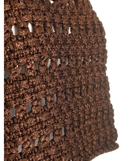 Alanui Brown Viscose Knit Cropped Top Knitwear