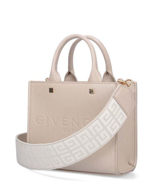 Givenchy Natural Mini Logo Embossed Tote Bag