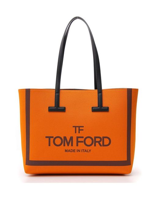 Tom Ford Orange Logo Print Shopper