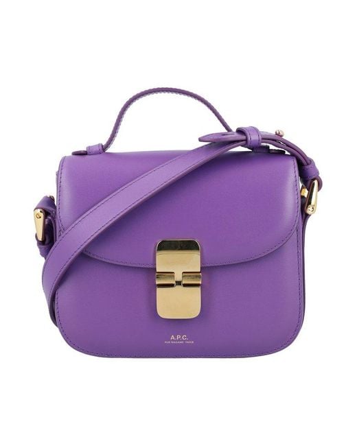 A.P.C. Mini Grace Logo Printed Tote Bag in Purple | Lyst