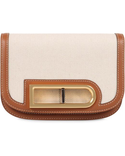 Delvaux Natural Lingot Canvas Flap Shoulder Bag