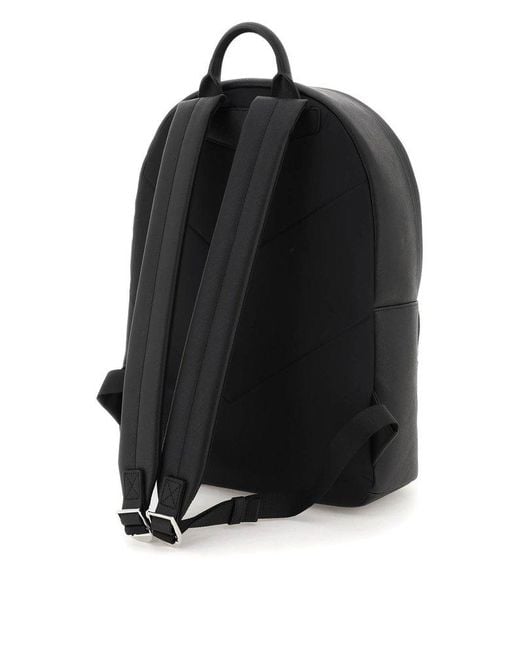Emporio Armani Black Regenerated-leather Backpack With Eagle Pate for men