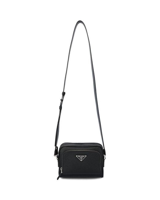 Prada White Triangle-logo Zipped Crossbody Bag for men