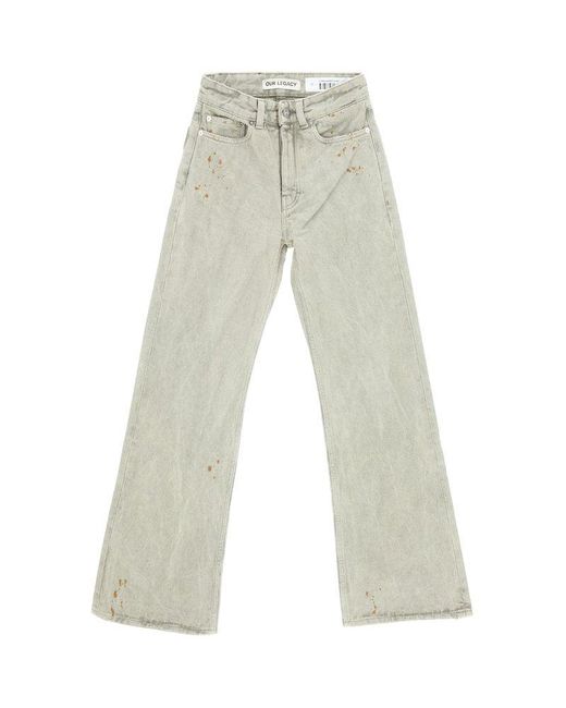 Our Legacy White High-waist Boot Cut Jeans