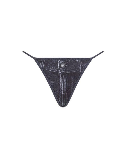 DIESEL Gray Bfpn-d-string Denim Pattern Bikini Bottoms