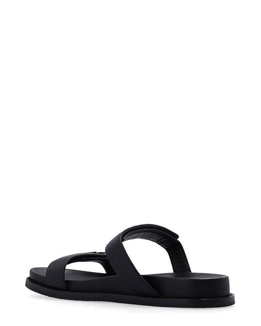 Emporio Armani Black Emblem Strap Slide Sandals