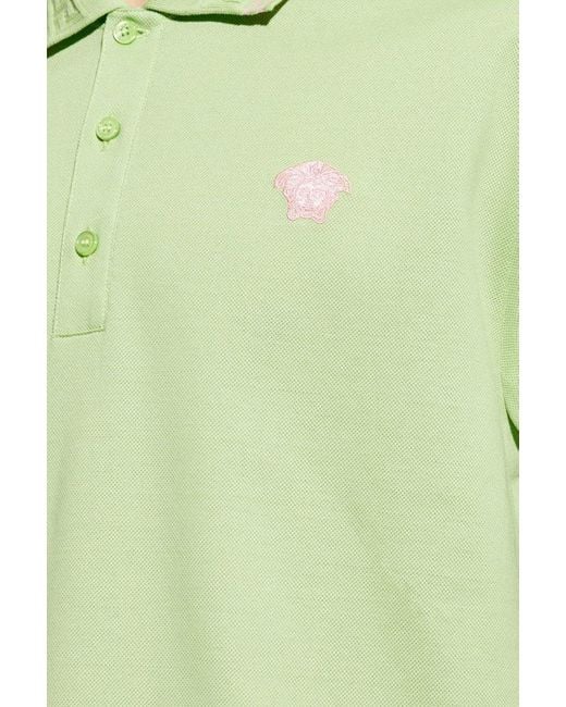 Versace Green Polo Shirt With Logo, for men
