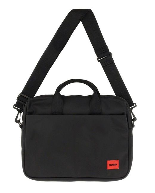 Boss Black Logo Patch Zipped Messenger Bag for men