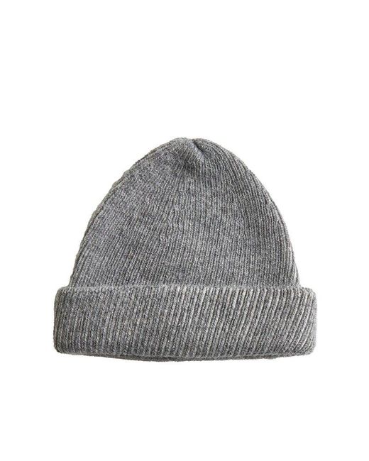 Roberto Collina Gray Two-tone Knitted Beanie for men