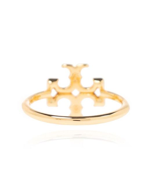Tory Burch Metallic 'eleanor' Ring With Logo,