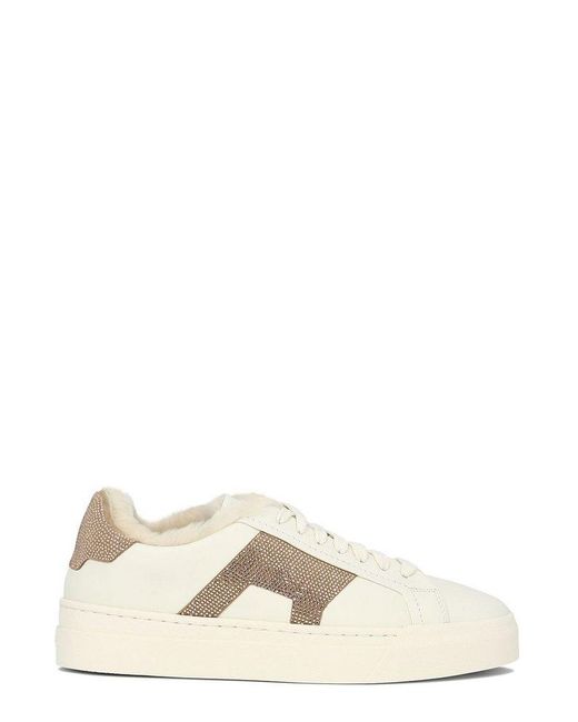 Santoni Natural Double Buckle Embellished Sneakers