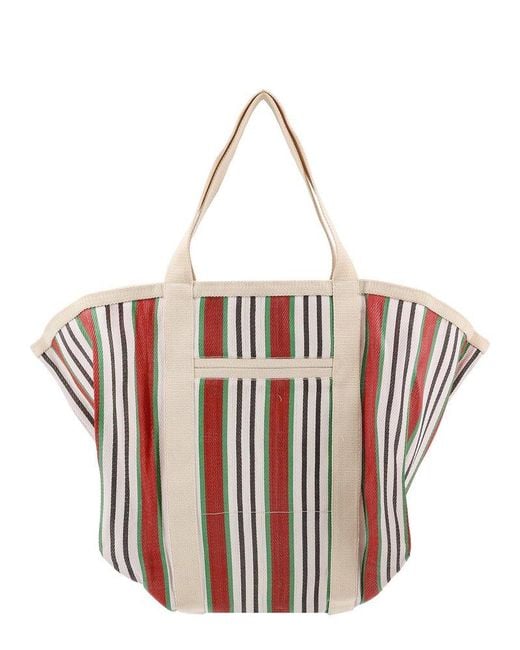Isabel Marant Red Darwen Striped Top Handle Bag