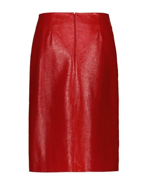 Balenciaga Red Leather Skirt Clothing