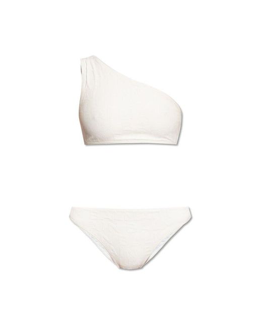 Balmain White Two-piece Patterned Bikini Set