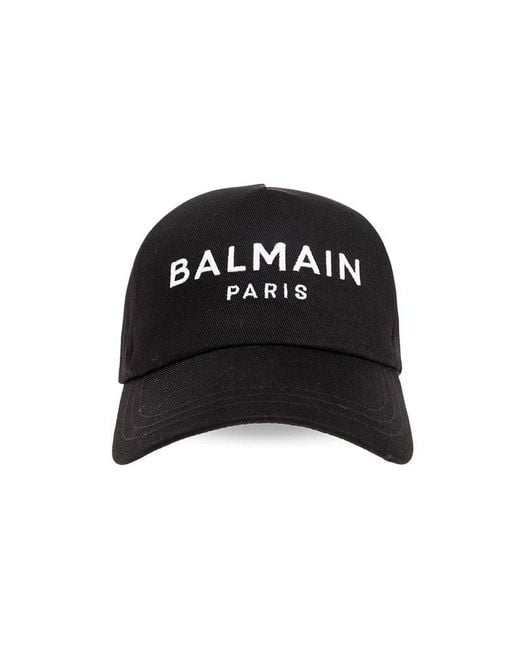 Balmain Black Embroidered Raffia Baseball Cap for men
